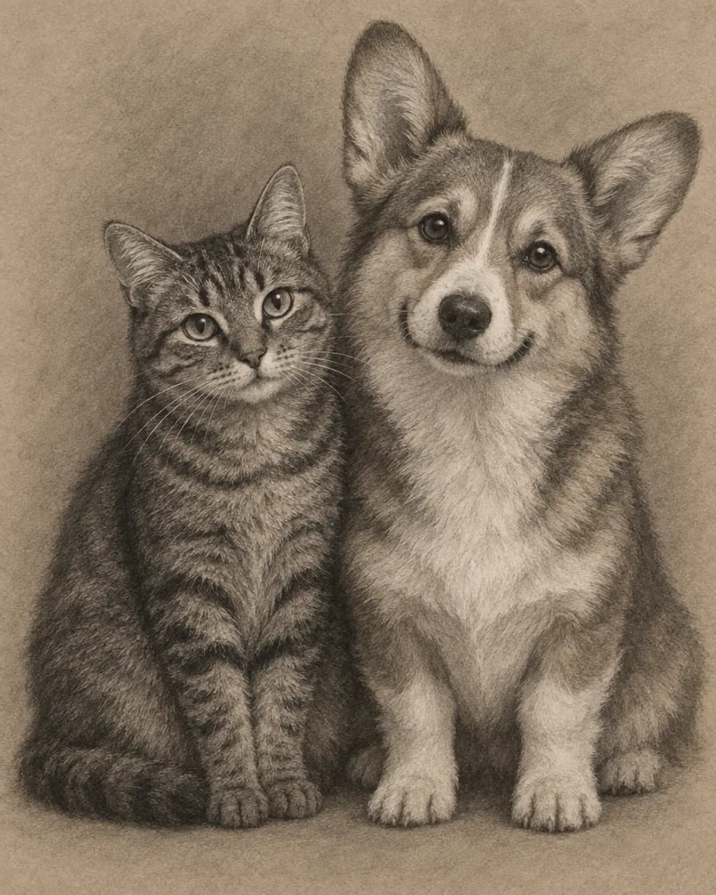Charcoal Pair illustrative style example